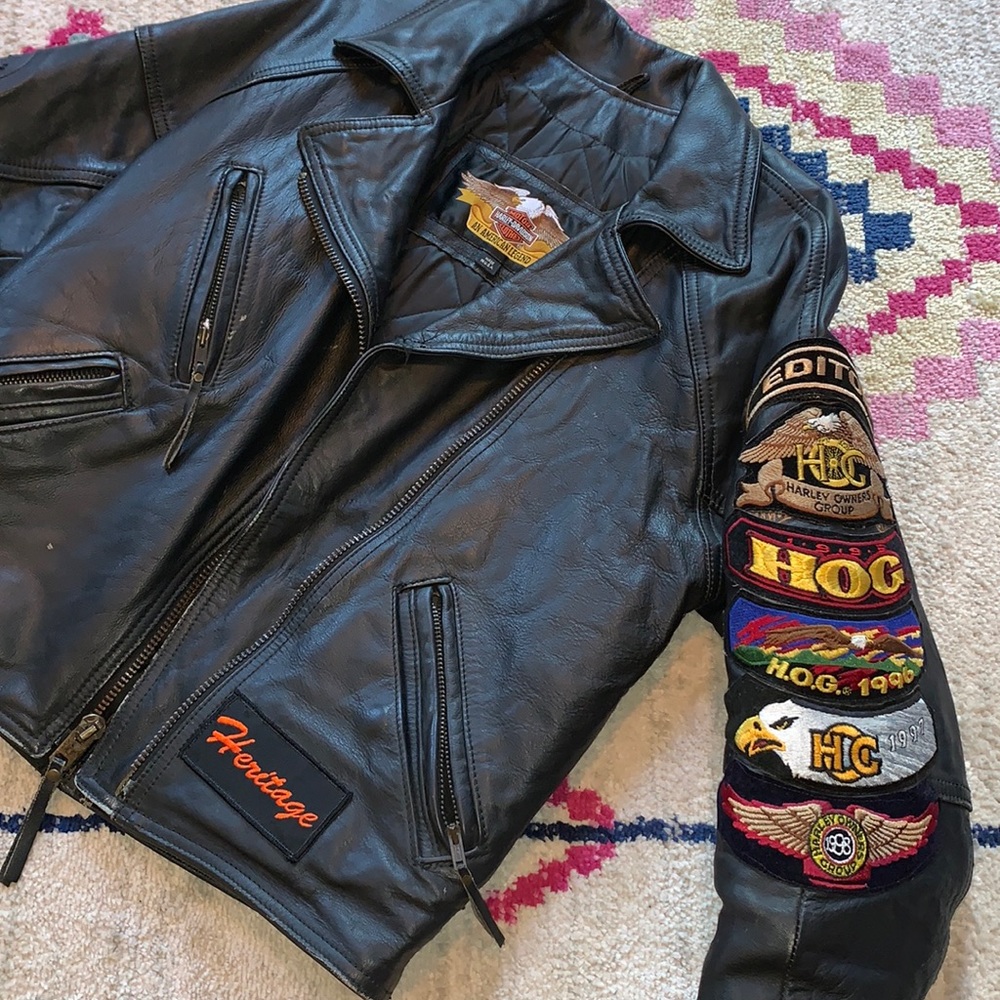 *REAL LEATHER VINTAGE HARLEY JACKET*